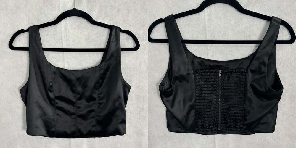 HOUSE OF HARLOW 1960 Women Satin Stretch Bustier Corset Crop Top Sz M Black 8-1